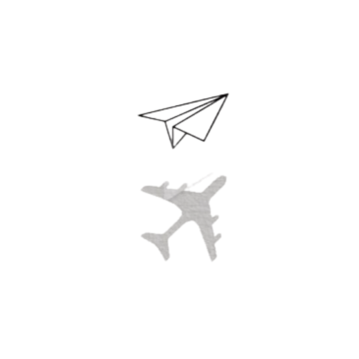 Paper plane casting an airliner shadow